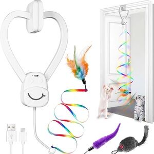Interactive Cat Toy with Rainbow Ribbon